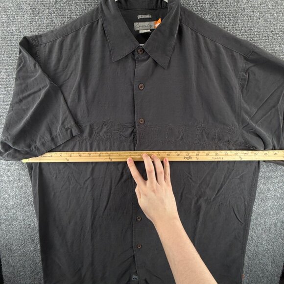 Quiksilver Polynosic Floral Stripe Short Sleeve Comfort Large Gray Shirt Soft - Picture 5 of 12